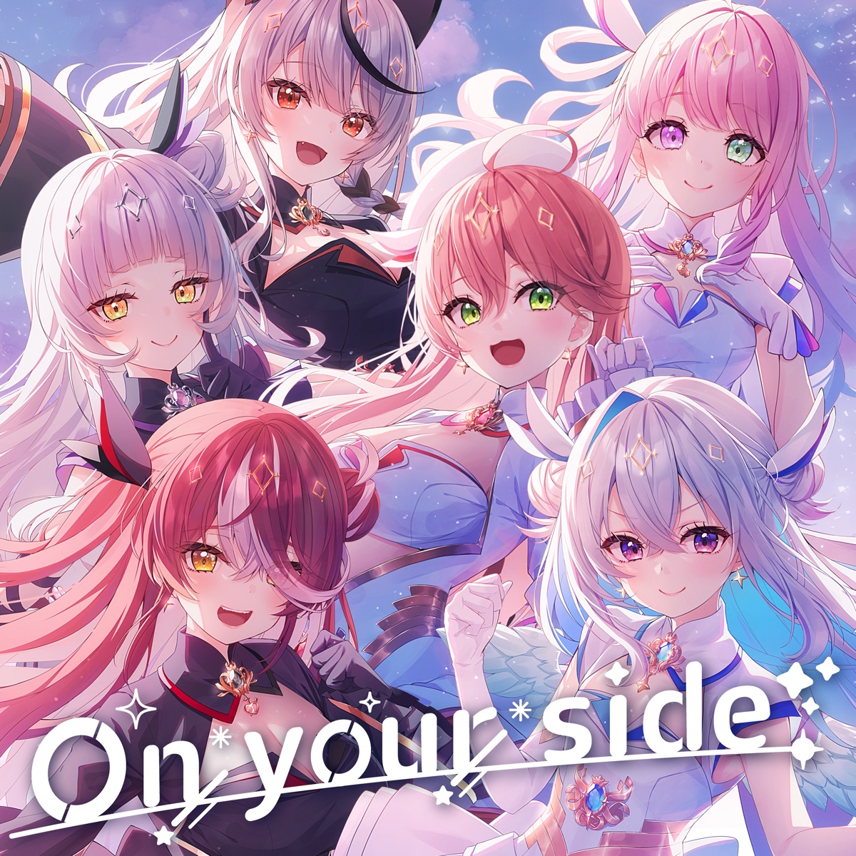 Cover album Theme Song hololive IDOL PROJECT dari Amane Kanata, Sakura Miko, Himemori Luna, Houshou Marine, Murasaki Shion, Sakamata Chloe di Matikiri