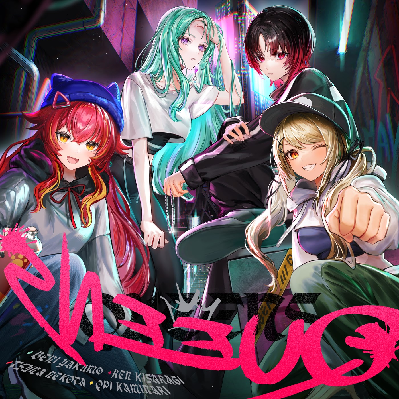 Cover Beni Yakumo, Ren kisaragi, Tsuna Nekota, Qpi Kaminari - Queens Cover album Theme Song VSPO! dari Beni Yakumo, Ren kisaragi, Tsuna Nekota, Qpi Kaminari di Matikiri