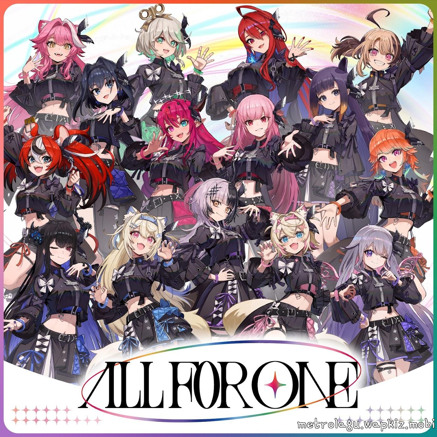 Cover album hololive IDOL PROJECT Theme Song dari Raora Panthera, Cecilia Immergreen, Elizabeth Rose Bloodflame, Gigi Murin, Ouro Kronii, IRyS, Mori Calliope, Ninomae Ina’nis, Hakos Baelz, Takanashi Kiara, Nerissa Ravencroft, Fuwawa Abyssgard, Shiori Novella, Mococo Abyssgard, Koseki Bijou di Matikiri